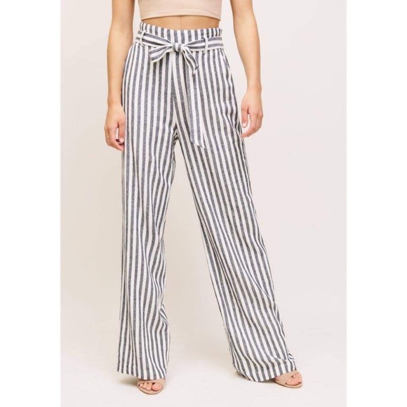 Dynamite Pants - DYNAMITE | Linen Striped Belted Pants (NWT)